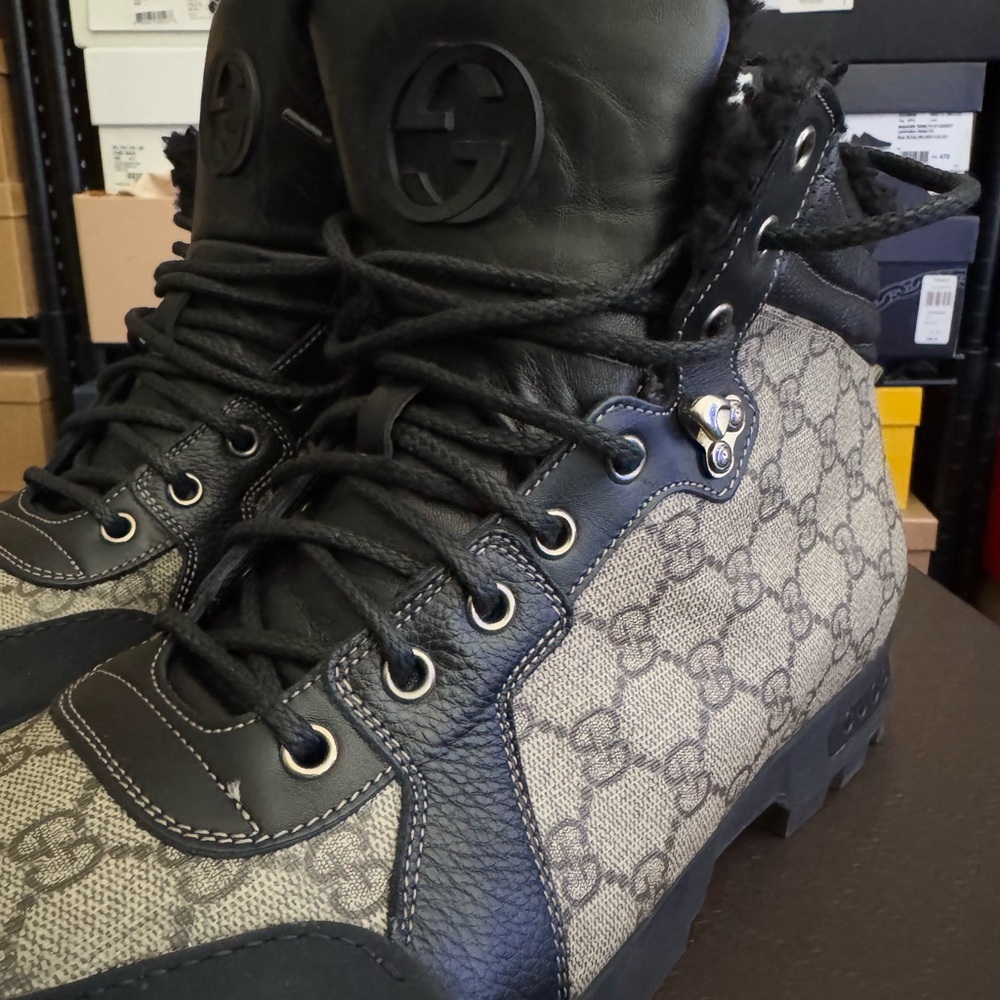 Gucci Leather Monogram Boots - Picture 10 of 12